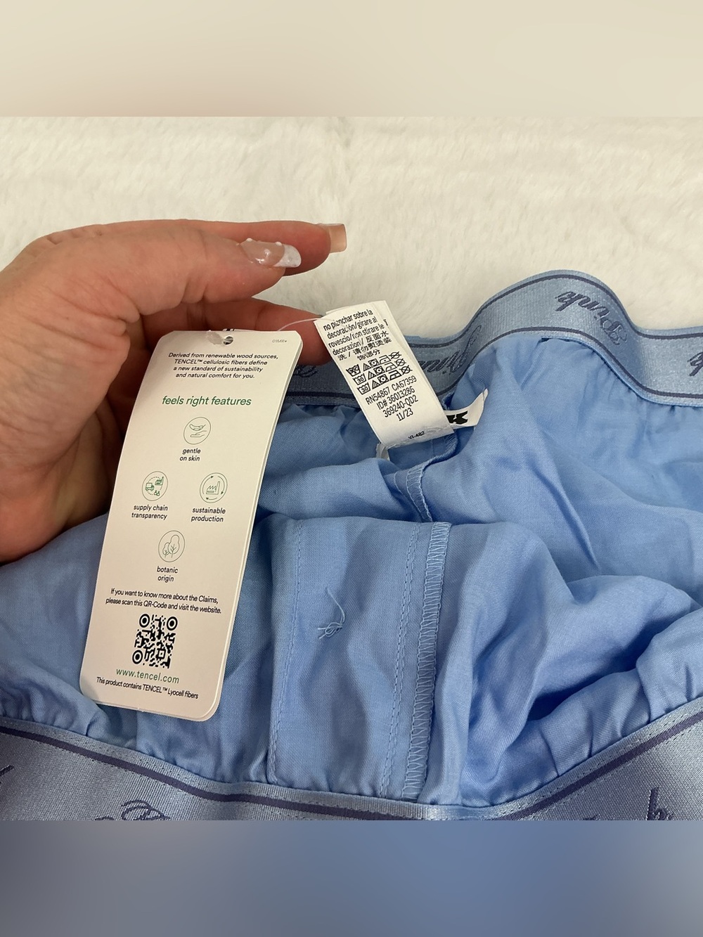 PINK Victoria's Secret Tencel Boxy Pajama Shorts - Light Blue Satin Boxer Shorts - Picture 8 of 9